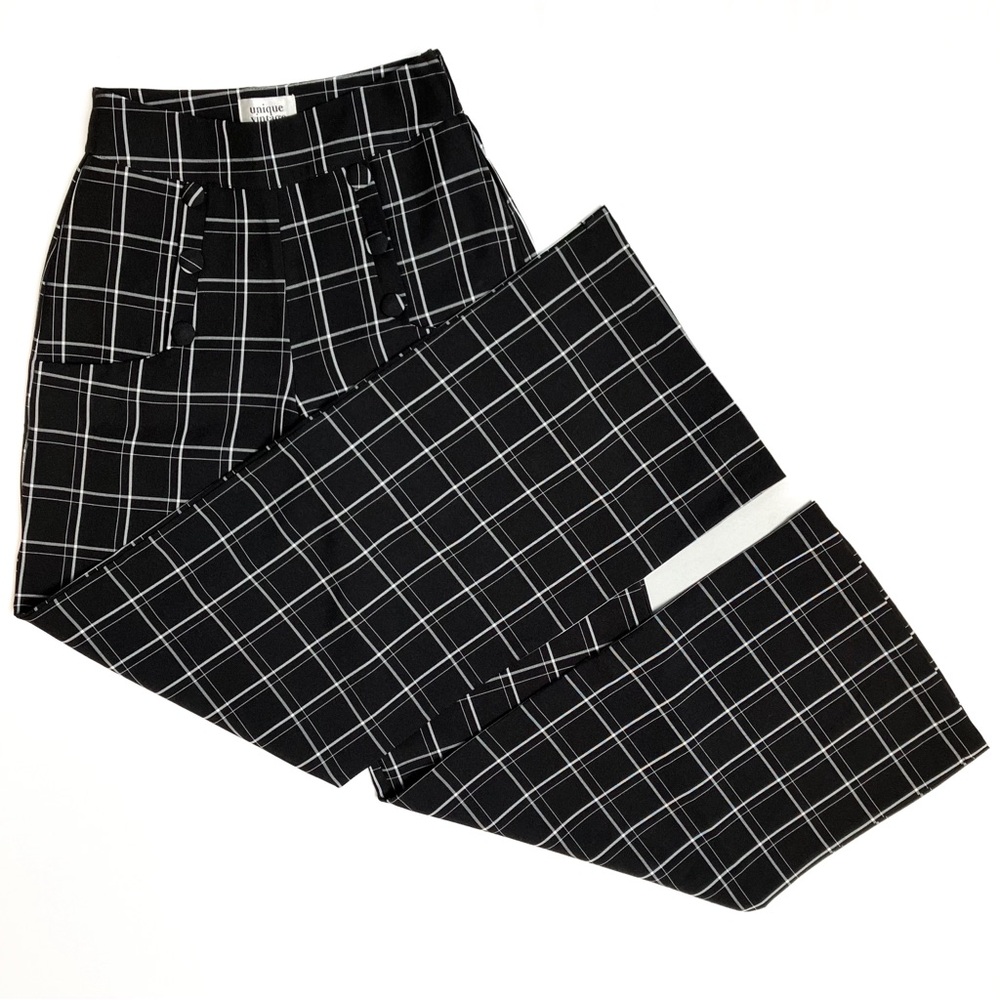 Unique Vintage 1940s Sailor Black & White Windowpane Pants XS 2 *HEMMED* - Picture 2 of 9